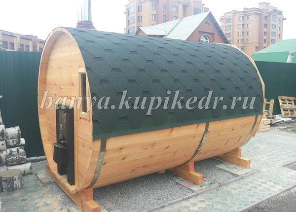 Baril de sauna avec foyer extérieur