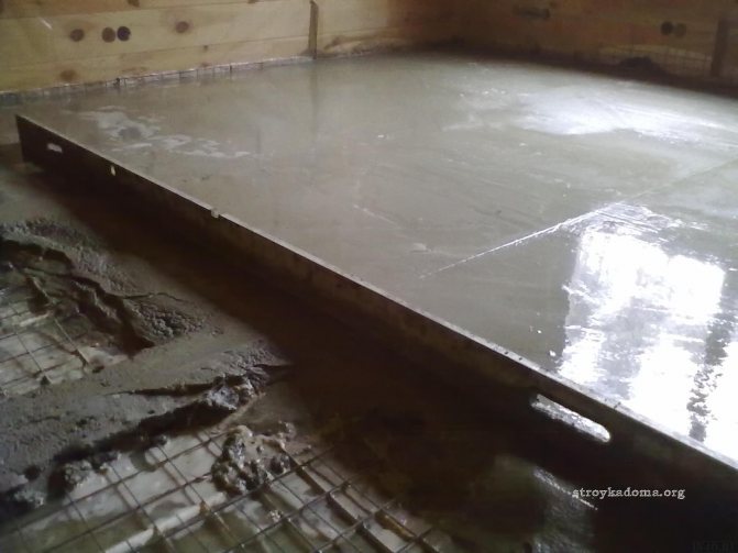Concrete floor in a wooden house