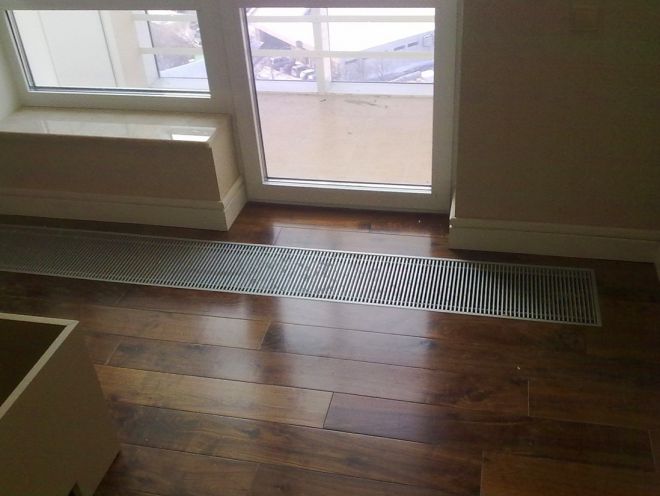 Electric convector built into the floor