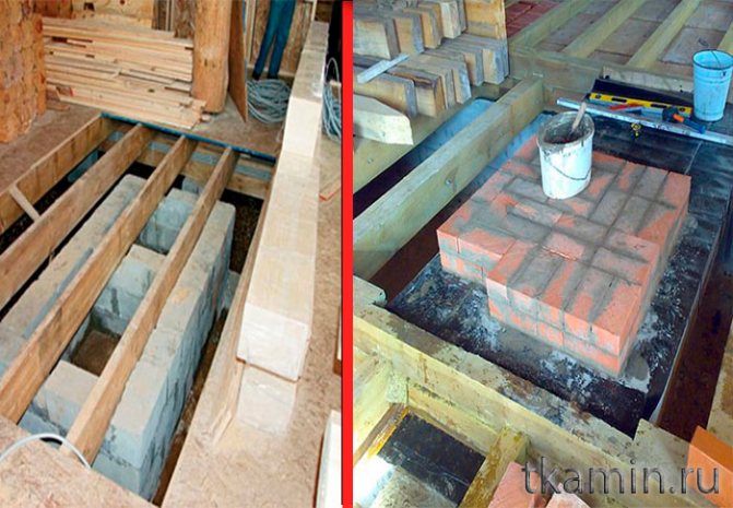 foundation for a fireplace in a wooden house