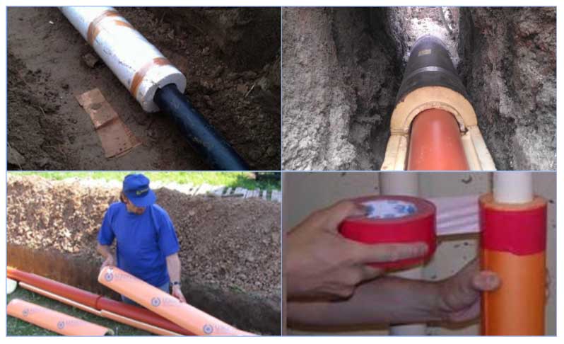 Vattentätning och värmeisolering av rörledningar i marken