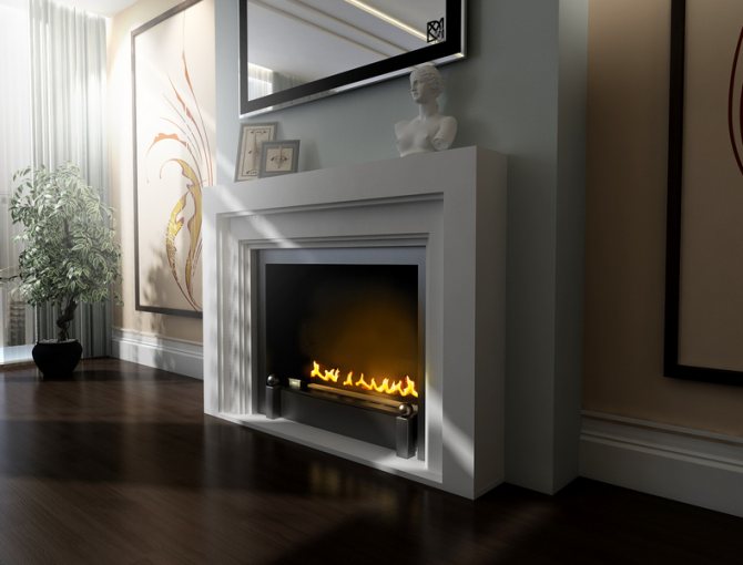 Imitation of a wood-burning fireplace.