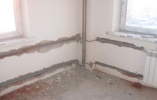 how to remove heating pipes into the wall