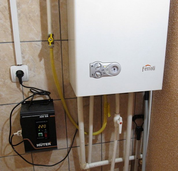 Boiler gas connection on the wall