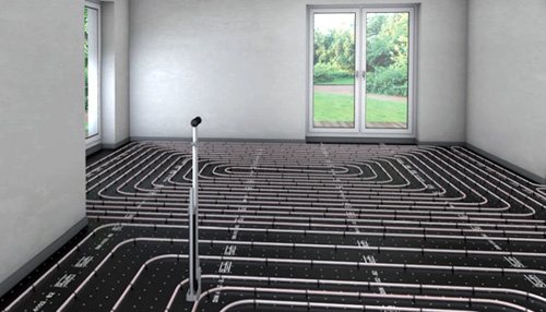 fastening the underfloor heating pipe with a tacker