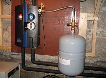 installation of a heating tank