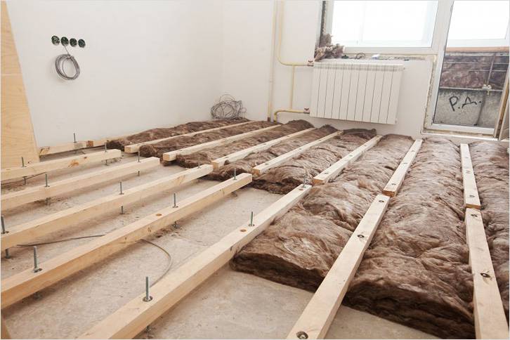 Installation of logs and insulation