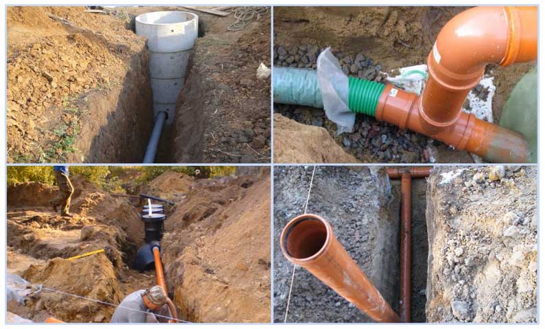 Installation of external sewerage pipes