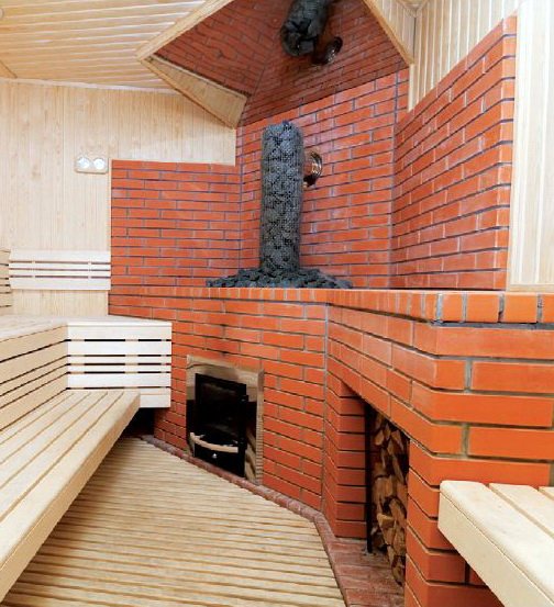 Stove fireplace for a brick bath