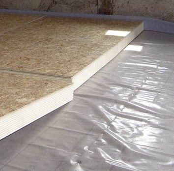Styrofoam is laid on a vapor barrier