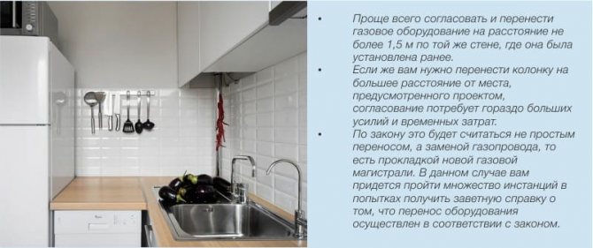 Μεταφορά θερμοσίφωνας αερίου από την κουζίνα στον διάδρομο - αποχρώσεις