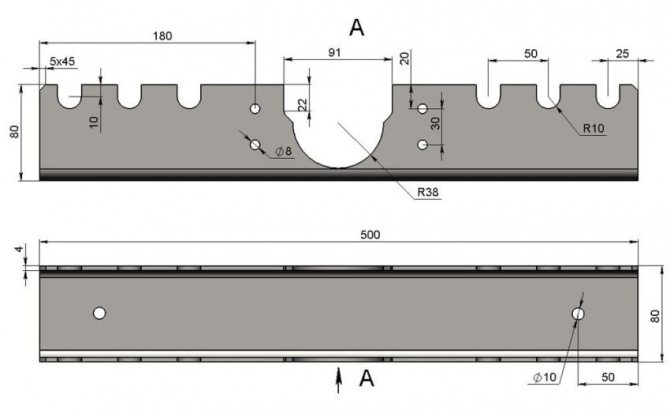 Stap 1: de basis van de pijpenbuiger maken uit een stalen kanaal 80x80x4