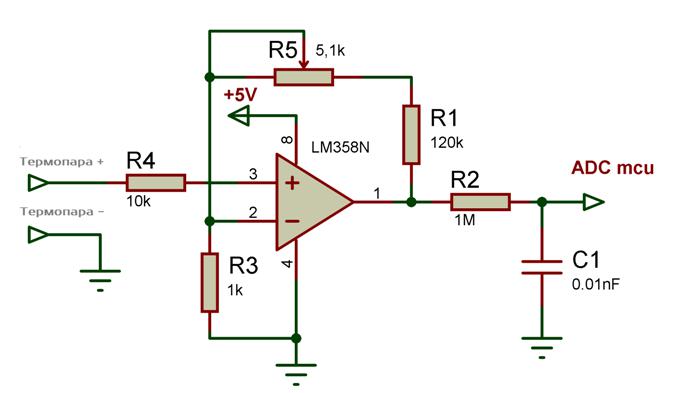 diagrama de conexión de termopar