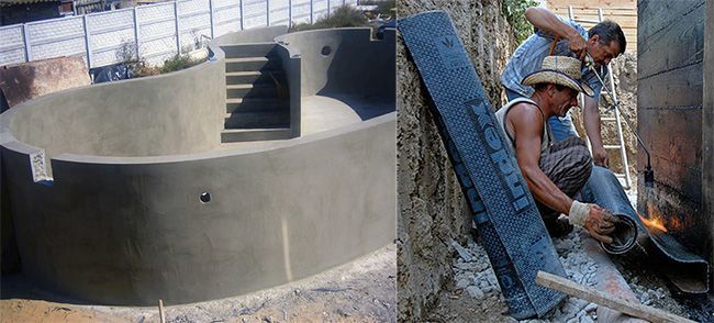 Seams of external waterproofing are a disadvantage in the arrangement of pool protection