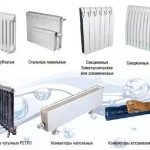 Tablas de características de los radiadores de calefacción.