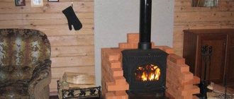 Instalación de una estufa de chimenea en una casa de madera.