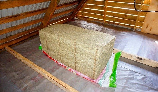 Ceiling insulation with tiled and block materials