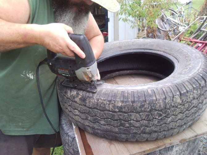 Cesspool dels pneumàtics del cotxe